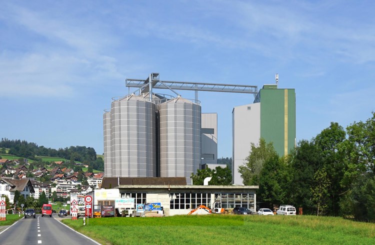 So wird sich die Mühlen- und Siloanlage Freieck nach dem Ausbau präsentieren. Visualisierung Landi Luzern-West