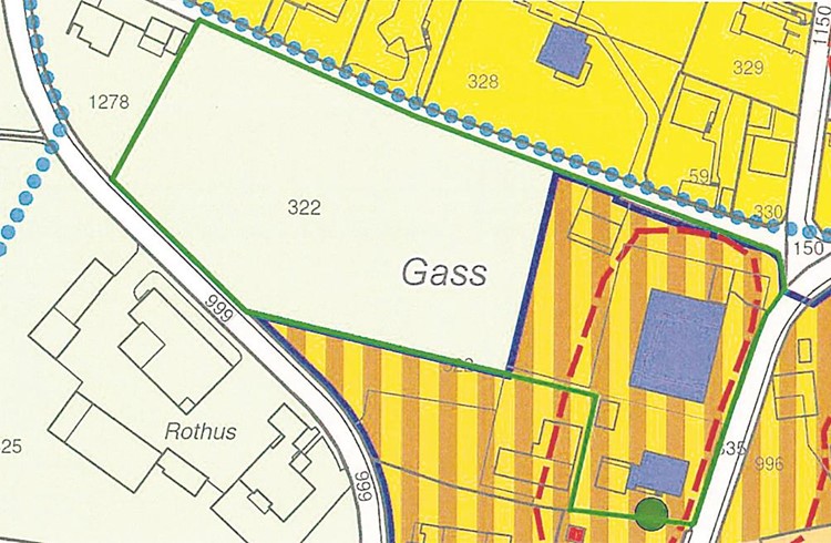 Provisorischer Perimeterplan (Perimeter grün umrahmt). Plan zVg