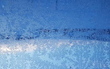 Ein Eisblumen-Kunstwerk am Wintergarten-Fenster. | Emilie Koller, Grosswangen