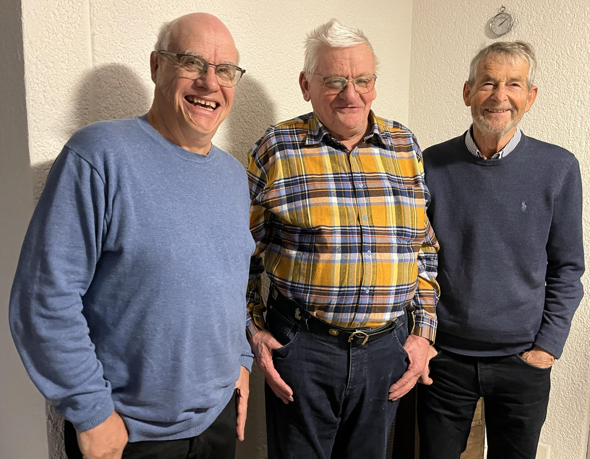 Die drei fleissigsten Besucher der Proben: (von links) Werner Kaufmann, Peter Muff und Hans Helfenstein. Foto zVg