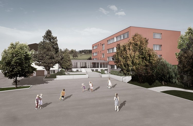 Die SVP-Ortspartei sagt Ja zum Sonderkredit für die Sanierung und Erweiterung des Schulhauses Rüediswil. Visualisierung zVg
