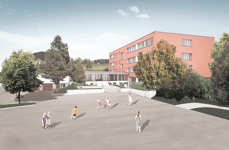 Der Kredit für die Sanierung und Erweiterung des Schulhauses Rüediswil in Höhe von 8,2 Millionen Franken wurde deutlich gutgeheissen. Visualisierung zVg