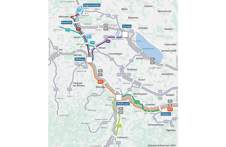 Übersicht über die neuen öV-Angebote. Plan zVg