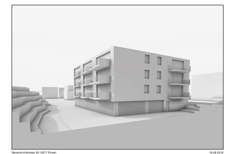 An der Neuenkirchstrasse 34 ist ein Neubau mit 15 Mietwohnungen geplant. Visualisierung zVg